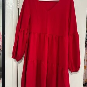 Chic Asymmetrical Red Dress